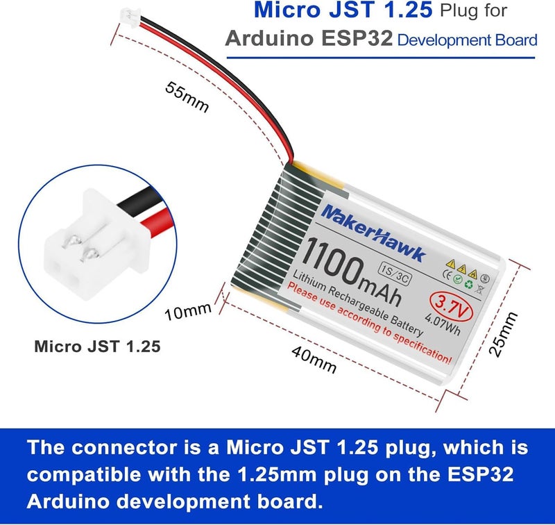 MakerHawk ESP32 LoRa V3 Module Board with 1100mAh Battery Set - with 863-928MHz Antenna and SX1262 LoRa V3 Devices for Meshtastic Arduino LoRawan IOT - Image 2